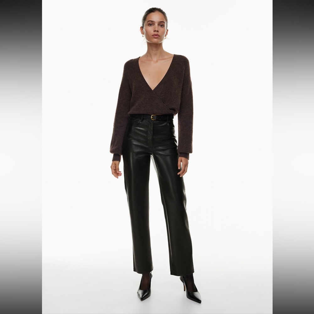 Aritzia Wilfred Melina Vegan Faux Leather High Waist Straight Leg Pant